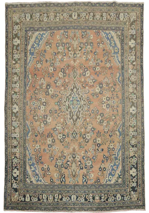 Vintage Floral Hamedan Persian Area Rug 8x11