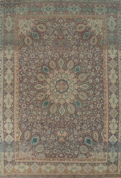 Vintage Purple Tabriz Persian Area Rug 10x13