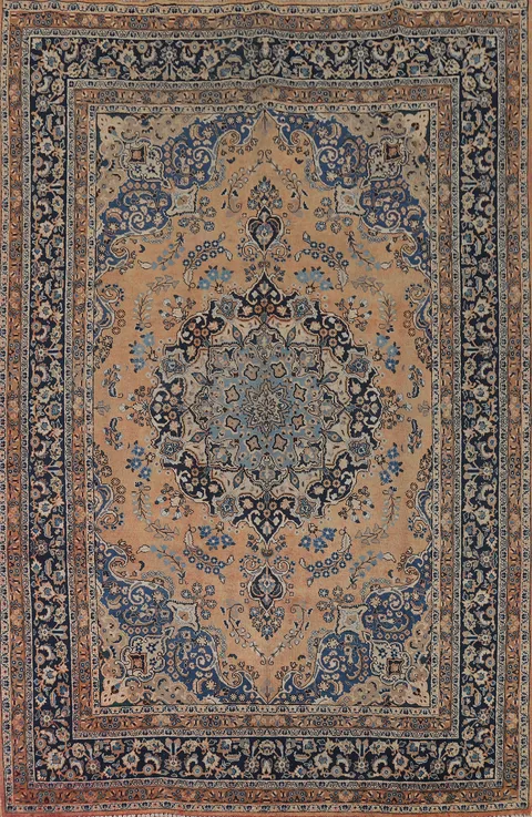 Handmade Floral Mashad Persian Area Rug 8x11