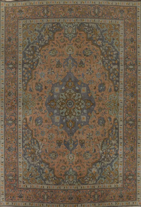 Wool Distressed Tabriz Persian Area Rug 10x13