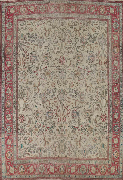 All-Over Distressed Tabriz Living Room Persian Rug 9x12