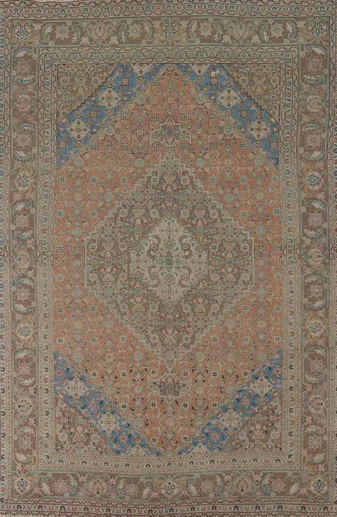 Vintage Geometric Tabriz Persian Living Room Rug 6x10