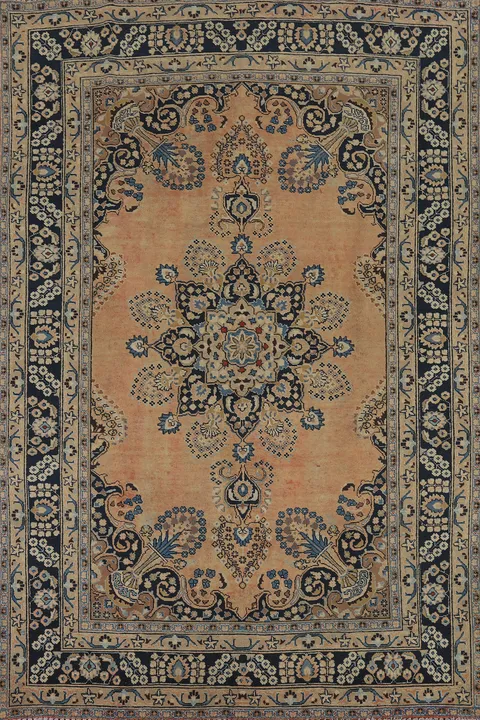 Handmade Wool Vintage Mashad Persian Area Rug 6x10
