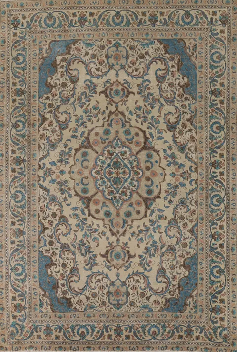 Distressed Floral Tabriz Persian Area Rug 8x11