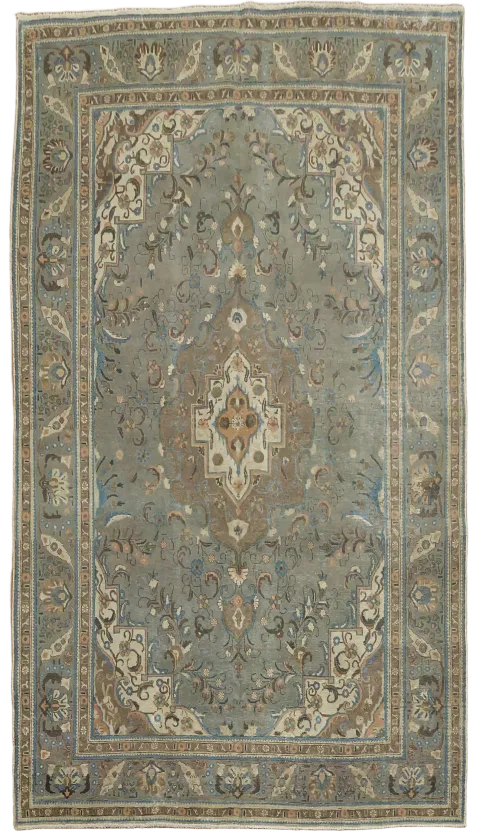 Gray Distressed Tabriz Persian Area Rug 8x11