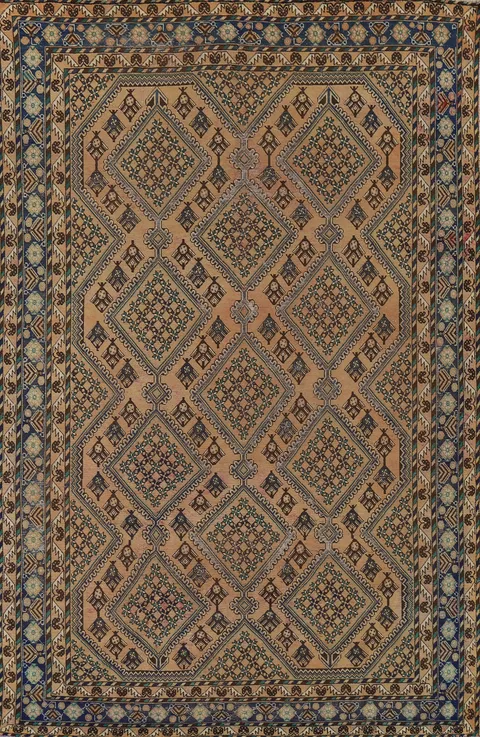 Handmade Geometric Bakhtiari Persian Area Rug 7x10
