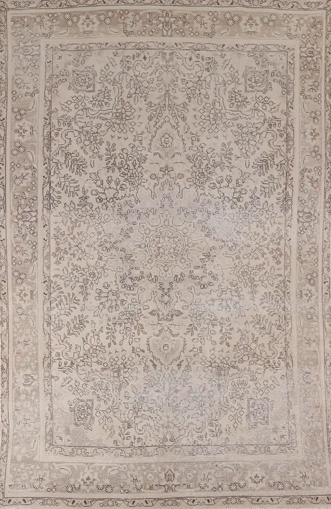 Distressed Muted Tabriz Persian Area Rug 7x10