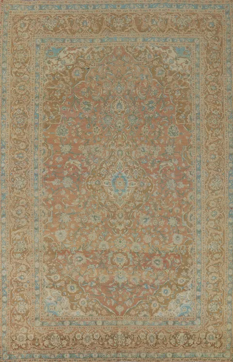 Distressed Floral Mashad Persian Area Rug 8x12