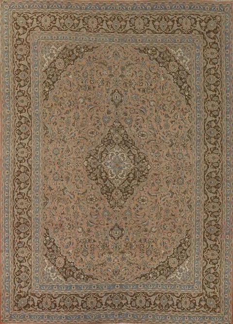 Handmade Floral Mashad Persian Area Rug 9x12