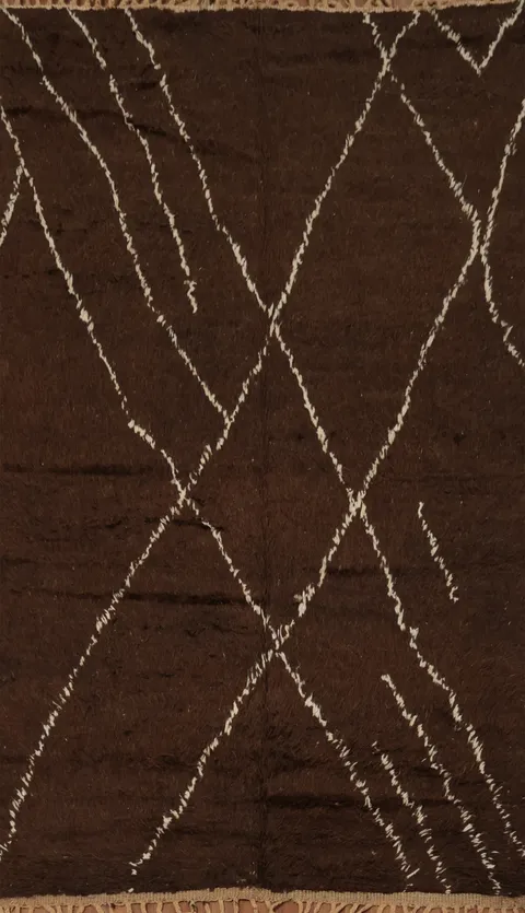 Brown Wool Moroccan Oriental Area Rug 5x9