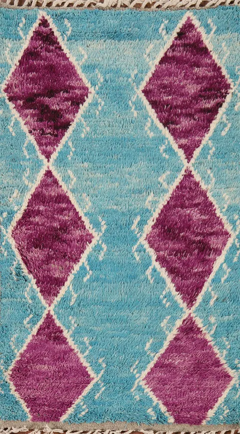Handmade Wool Geometric Moroccan Accent Rug 3x5