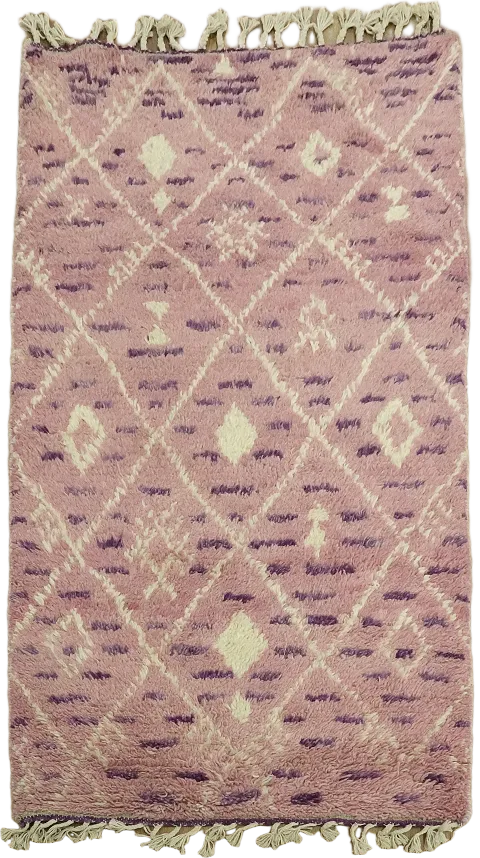 Pink Trellis Wool Moroccan Oriental Accent Rug 3x5