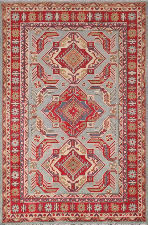Geometric Kazak Oriental Accent Rug 4x6