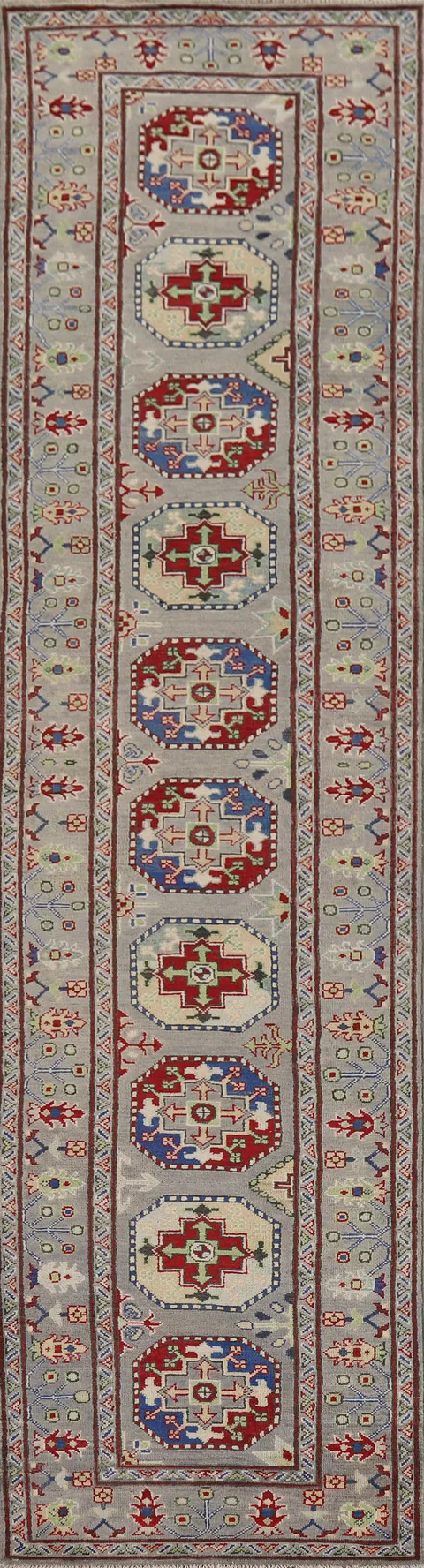 Geometric Kazak Oriental Runner Rug 3x13