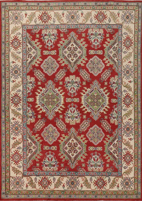 Red Geometric Kazak Living Room Area Rug 8x10