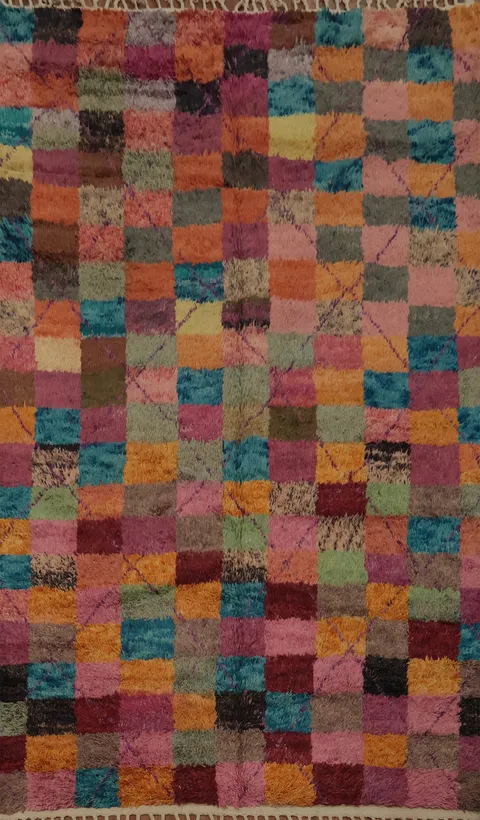 Checkered Plush Moroccan Oriental Area Rug 7x11