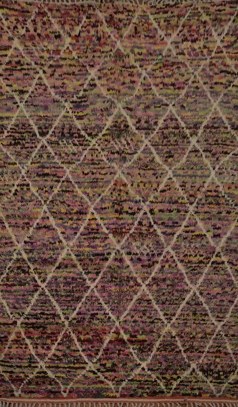 Artisan Plush Moroccan Area Rug 6x10 with Diamond Shapes and Texture