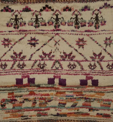 Handmade Plush Ivory Moroccan Square Rug 5x5