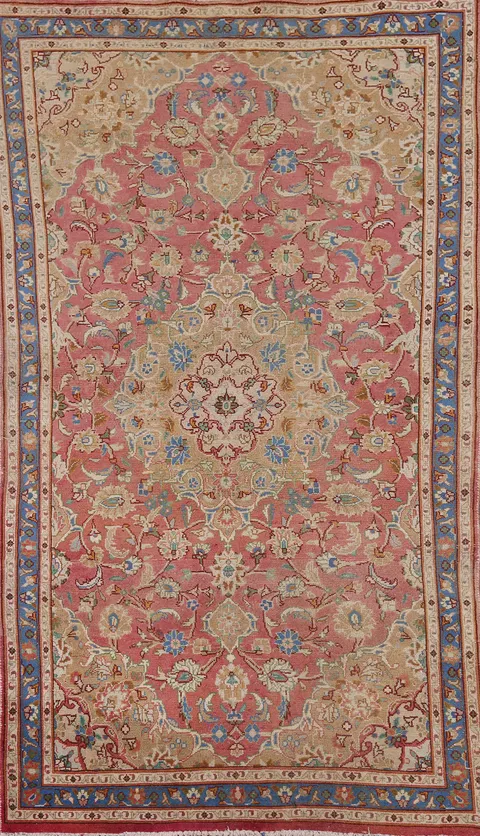 Floral Pink Kashmar Persian Rug 4x7
