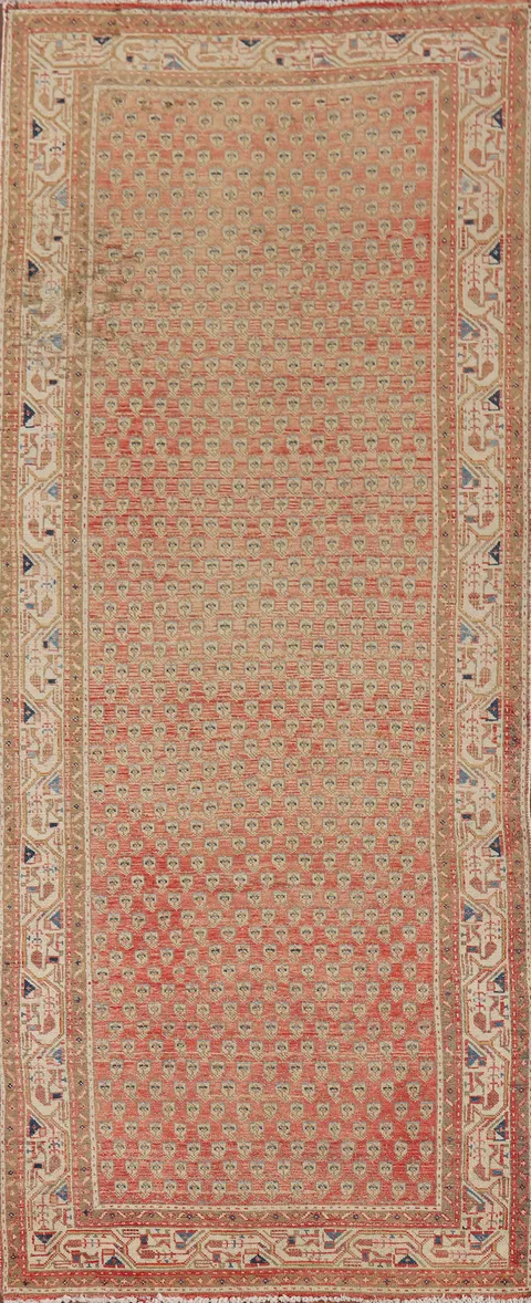 Vintage Wool Geometric Botemir Persian Runner Rug 4x10