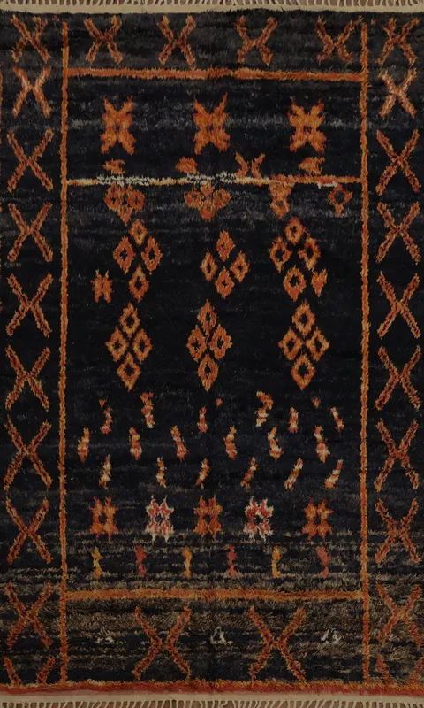 Authentic Tribal Heritage in the Form of Elegant Navy Black Rug 7x11