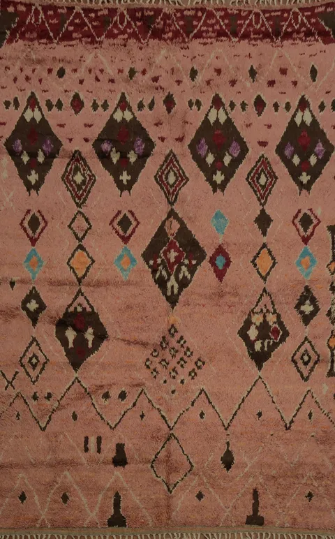 Handmade Plush Pink Moroccan Wool Area Rug 8x11