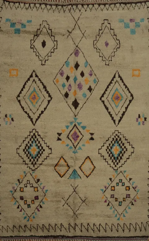 Bohemian Chic Geometric Diamond Motif Moroccan Area Rug 8x11