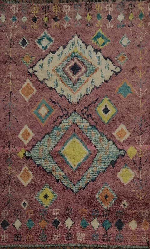 Pink Moroccan Oriental Area Rug 7x11