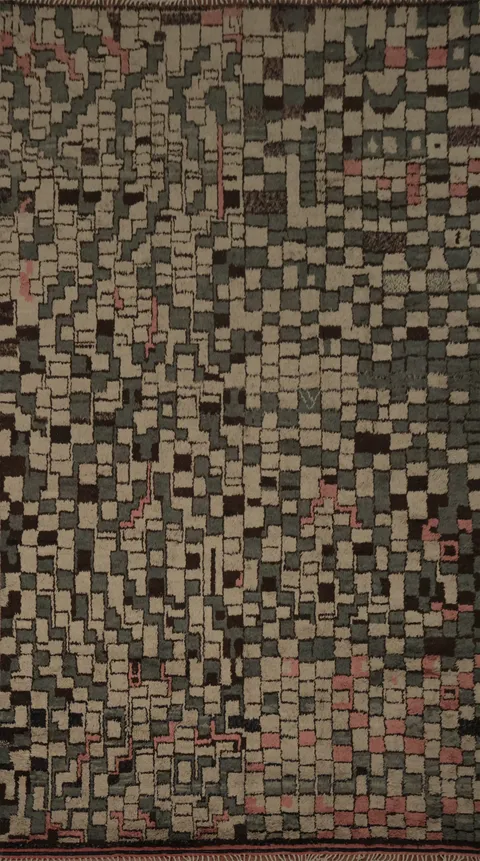 Pixelated Pattern Plush Moroccan Large Rug 11x19 for Modern Homes