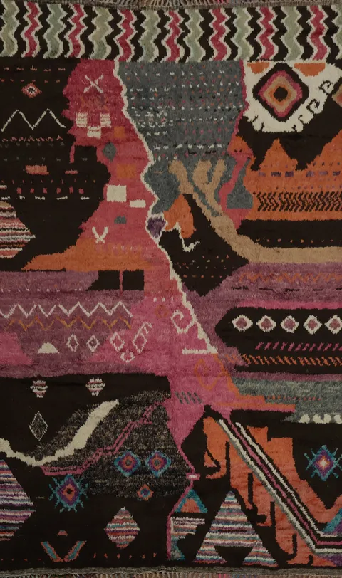 Colorful Handmade Plush Moroccan Area Rug 9x13 for Living Room