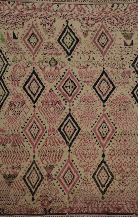 Beige & Pink Moroccan Oriental Area Rug 9x13