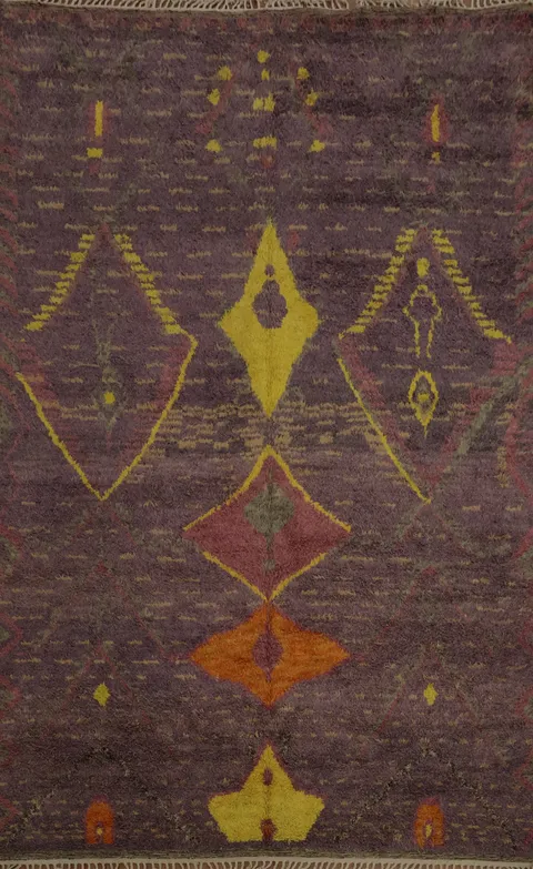 Plush Moroccan Area Rug 9x13 with Intricate Bohemian Geometric Style