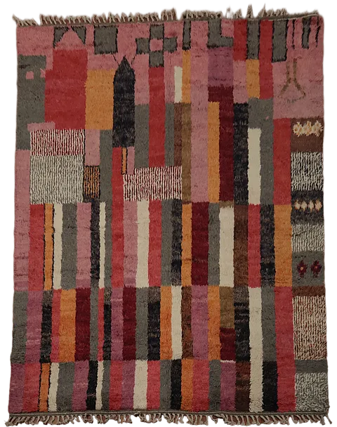 Plush Moroccan Area Rug 8x10 with Abstract and Linear Patterns