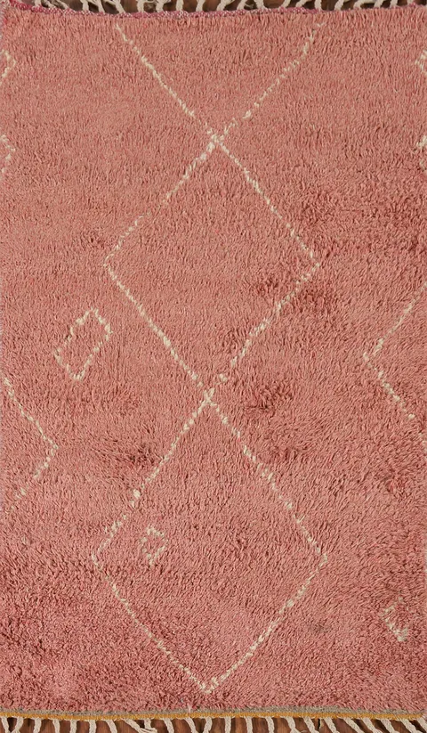 Handmade Pink Plush Moroccan Accent Rug 3x5