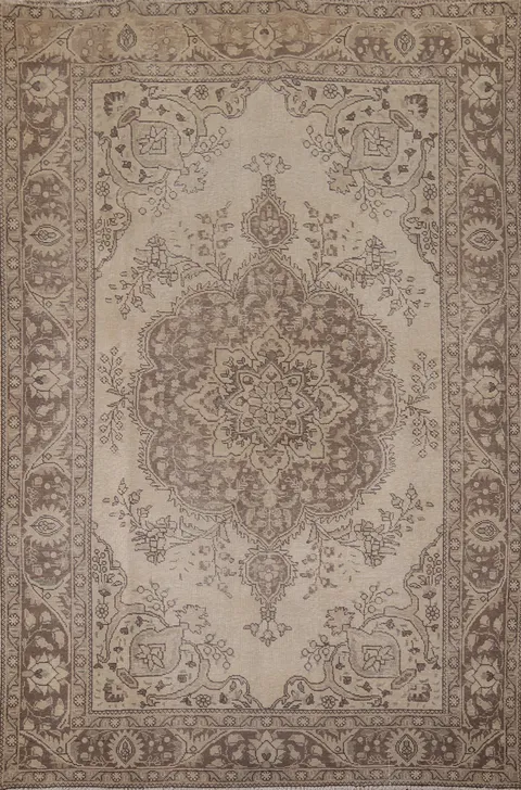 Distressed Wool Tabriz Persian Area Rug 7x10