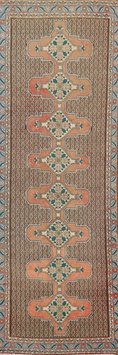 Geometric Wool Bidjar Persian Runner Rug 3x10