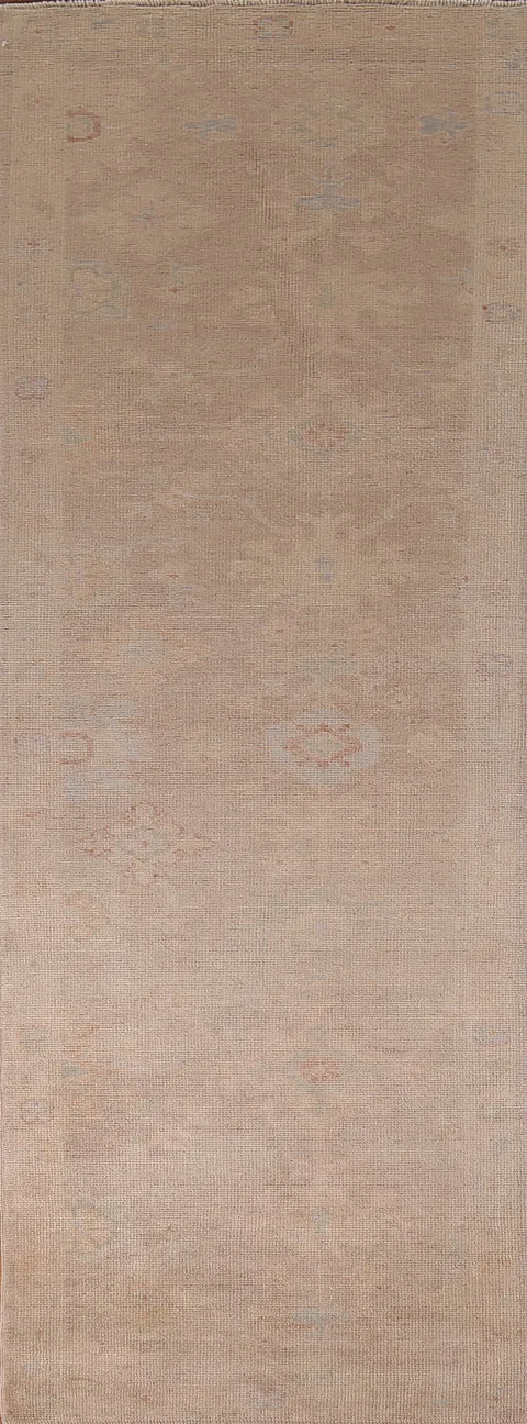 Earth Tone Wool Oushak Turkish Runner Rug 3x11