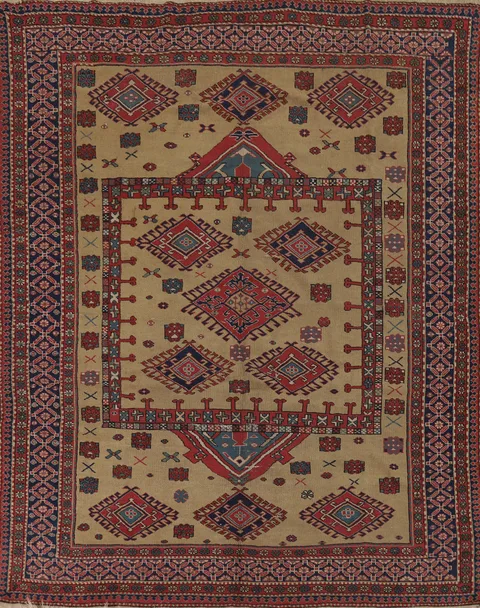 Antique Wool Kazak Vegetable Dye Area Rug 8x9