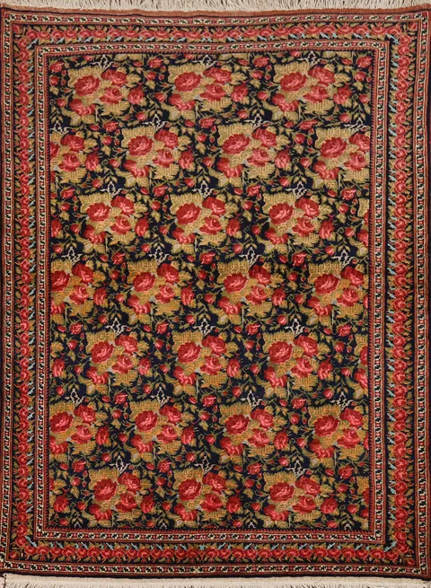 Vintage Floral Sirjan Persian Accent Rug 4x5