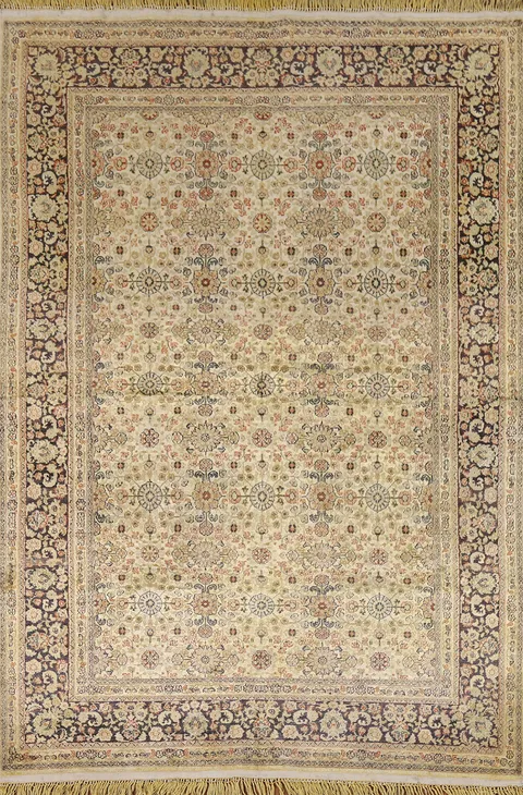 Pre-1900 Antique Silk Farahan Persian Rug 4x6