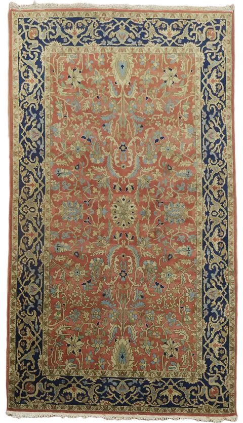 Vintage Orange Floral Tabriz Persian Rug 4x6