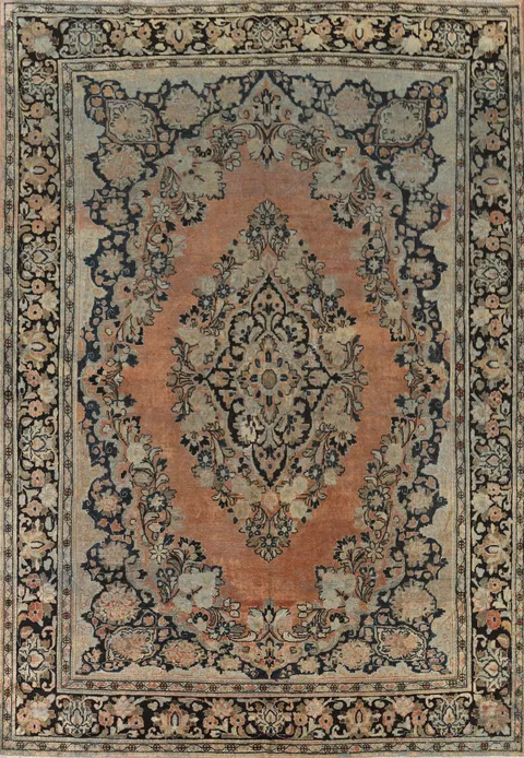 Antique Floral Wool Mahal Persian Area Rug 9x12