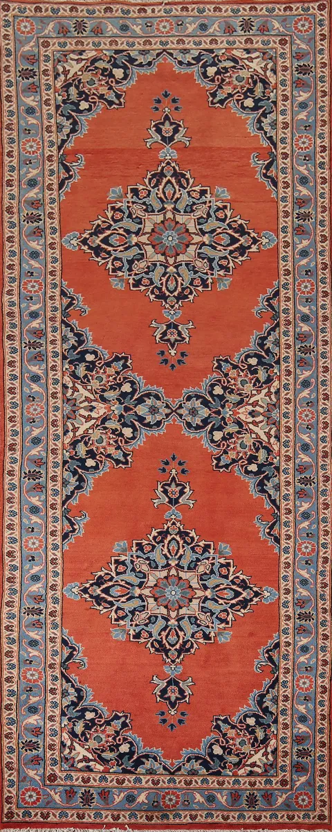 Vintage Wool Kashan Persian Runner Rug 3x10