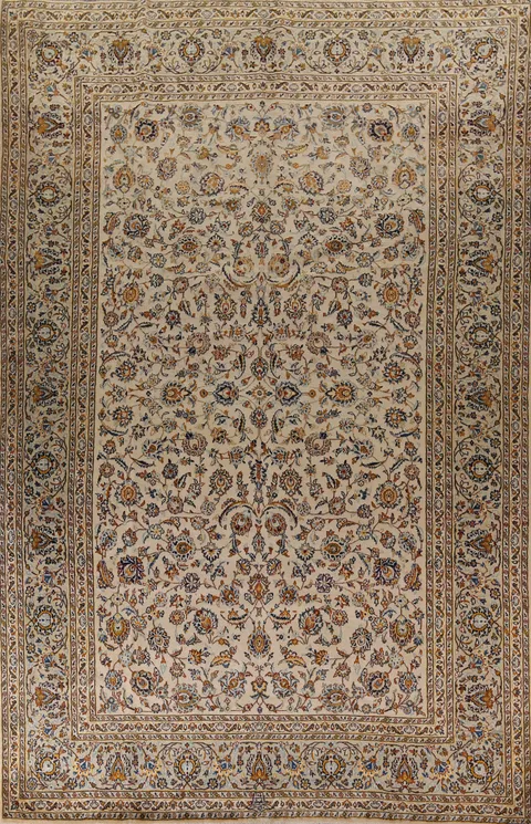 All-Over Floral Kashan Persian Area Rug 9x13