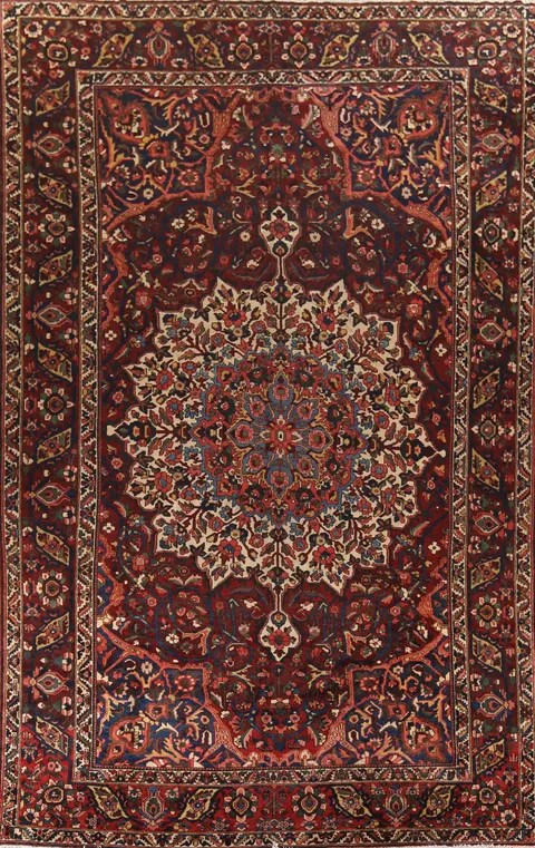 Antique Wool Handmade Bakhtiari Persian Large Rug 11x17