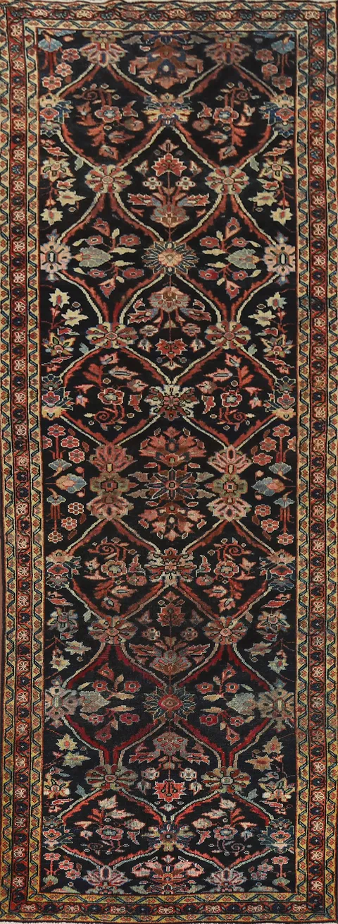 Antique Floral Mahal Persian Runner Rug 3x12