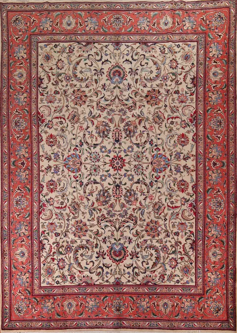 Handmade Wool Signed Sarouk Persian Area Rug 10x13