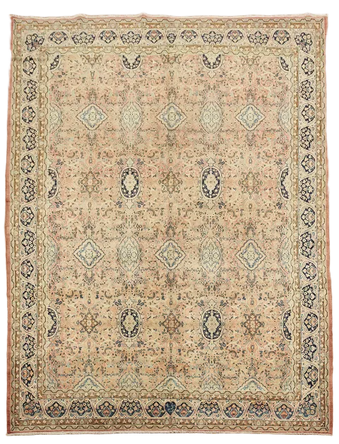 Vintage All-Over Coral Pink Kerman Persian Area Rug 10x13 ft