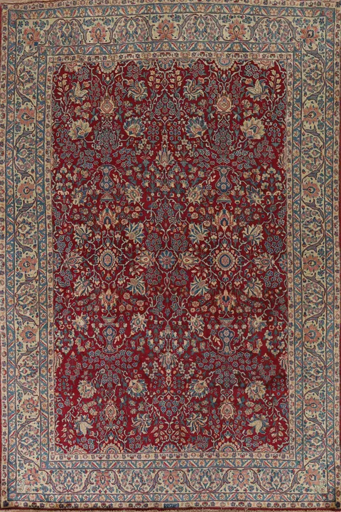 Vegetable Dye Floral Yazd Persian Area Rug 7x10