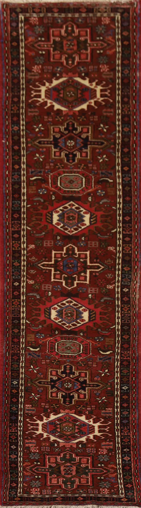 Tribal Geometric Gharajeh Persian Runner Rug 2x9